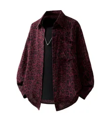 【メンズ】アメリカンヴィンテージ風 レオパード柄 長袖シャツ ゆったりフィット ハイエンドデザイン クール カジュアル トレンドトップス