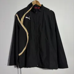 プーマ ブラック GOLD LINE ロゴ ウィンドブレーカー ジャケット