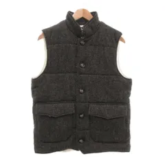 ビームスハート BEAMS HEART 中綿ベスト M 杢グレー ヘリンボーン柄 スタンドカラー ロゴボタン /NU ■GY60