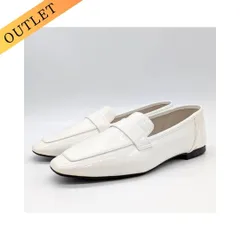 23cm/No.894/B品(223002)/ヒップス HIPS 【レイン対応】スクエアローファーシューズ （ホワイトエナメル）