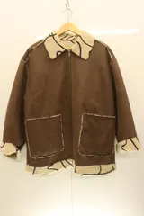 【中古】 LOWRYS FARM レディースジャケット F リバーシブルボアZIPブルゾン LOWRYS FARM F 茶 ブラウン ベージュ 肌色