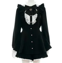 シークレットハニー ブラック 十字架 レース フリル セットアップ