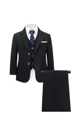 ⭐️mineka 男の子 フォーマルスーツ 5点セット 140～160cm 無地　ブラック　ネイビー　卒業式 入学式 発表会　XF.010425