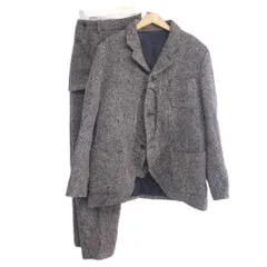 ジェラード JELADO スリーピースセット スーツ ウール ヘリンボーン テーラードジャケット 総裏 本切羽 ベスト パンツ L/M 茶 黒 ブラウン ブラック 系 0205