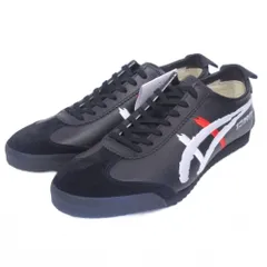 オニツカタイガー Onitsuka Tiger タグ付 MEXICO 66 DELUXE 1181A119 001 スニーカー ローカット 刺繍 26cm 黒白 ブラック ホワイト 0209