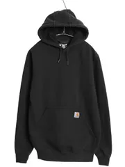 【お得なクーポン配布中!】 カーハート スウェット フード パーカー メンズ S 古着 ワーク トレーナー ミドルウェイト プルオーバー 裏起毛 ワンポイント 黒 ゆったり