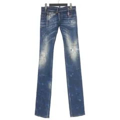 ディースクエアード DSQUARED2 23AW Super Low Waist Sharpei ダメージ加工 ローライズ スリムフィットジーンズ スキニーパンツ 36 インディゴ S72LB0680 国内正規