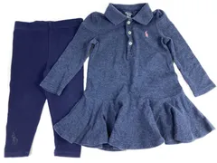 ポロ ラルフローレン　POLO RALPH　LAUREN　12M・80cm　ワンピース　レギンス　セット　綿　ブルー系　匿名配送　送料無料