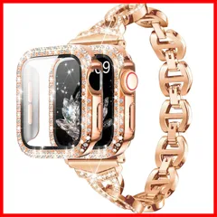 【Daturus】互換性があります Apple Watch バンド ダイヤモンドラインストーンAppleWatchケース付き アップルウォッチ ベルト ステンレス アップルウォッチバンド（ローズゴールド バンド、一つローズゴールドのケース付き，44mm ser