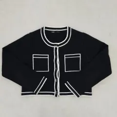 L ミッソ クロップドバイカラー カーディガン 0127J