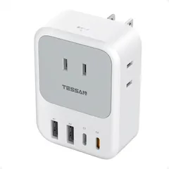 20W対応 TESSAN PD たこあしコンセント 3個AC口 usb-c付き 2個Type-Aと2個Type-Cポート マルチタップ 電源タップ 3口 小型軽量 コンセントタップ タコ足配線 雷ガード USB 日本国内でのみ可能