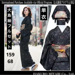 単衣　未使用近い　美品　大島紬　フルセット　4点 裄丈長め 超ゆったりサイズ