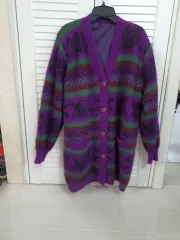 ハンドメイド 編み カーディガン ロング丈 レディース