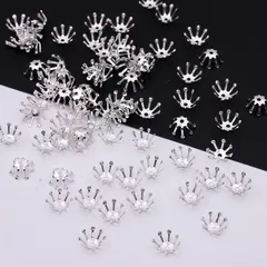 ハンドメイド クラフト DIY材料 手芸 パーツ アクセサリー メタルパーツ ジュエリー セット 副資材 手芸用品 イヤリング フラワー 銅 外径9.5mm 100個 パール金具 シルバー つぼみ 蕾 つまみ細工 花座 CLUB】座金 【LEISURE