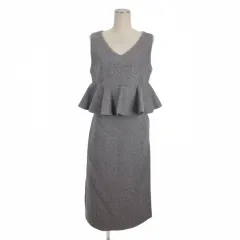 バースデーバッシュ BIRTHDAY BASH ウエストフリル ノースリーブ ワンピース ロング タイト M グレー ■TC