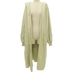 オズモーシス osmosis プリーツ ニット コート ロング ボタンレス 羽織 ジャケット カーディガン F ベージュ系