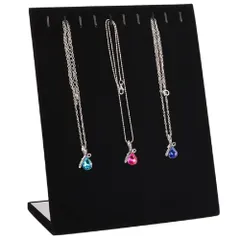 11本用 ベロア調 ジュエリー ネックレスディスプレイ トレイ ネックレススタンド アクセサリースタンド アクセサリー展示 収納 L型 記念日 誕生日 バレンタイン ギフト ネックレス整理 (ブラック)