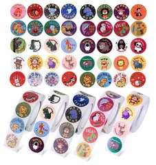 2500枚 動物シール ごほうびシール できたねシール ご褒美 英語 大量 合格 かわいい 丸