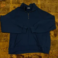 [GU] Heavyweight Sweatshirt Half-Zip Pullover - Navy Blue (Style 348619)