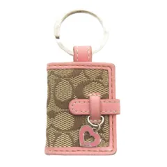 コーチ COACH キーホルダー シグネチャー ピンク 茶 ブラウン 小物