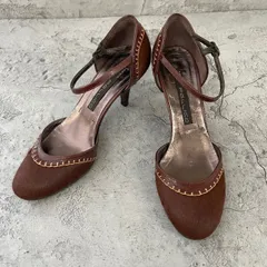 極美品　希少　PELLICO　ペリーコ　パンプス　ハイヒール　ストラップ　ステッチ　ハラコ　レザー　茶　ブラウン　23cm