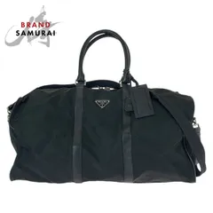 美品 PRADA プラダ テスート サフィアーノ ブラック 黒 シルバー金具  ナイロン/レザー ボストンバッグ 旅行バッグ 男女兼用 メンズ 600038【中古】