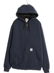 【お得なクーポン配布中!】 US企画 カーハート 裏 サーマル フルジップ スウェット フード パーカー メンズ L / 古着 ジャケット ワーク トレーナー ヘビーウェイト 紺