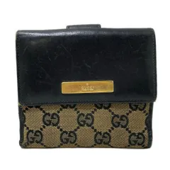 GUCCI(グッチ) Wホック財布 GG柄 黒×ベージュ レザー