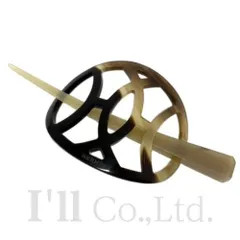 HERMES　エルメス　ロカイユ　かんざし　052730FC　バッファローホーン　ブラウン　ブランド小物　ヘアアクセサリー小物　 簪　髪留め　髪飾り　バレッタ　ヘアクリップ　べっ甲　水牛　Hモチーフ【中古】【82310】