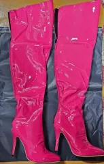 260 ピンク ハイヒール ニーハイブーツ