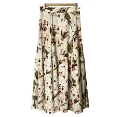 ナチュラルビューティーベーシック NATURAL BEAUTY BASIC 水彩ボタニカルフラワースカート 花柄 ロング丈 フレアスカート M アイボリー 017-4120544