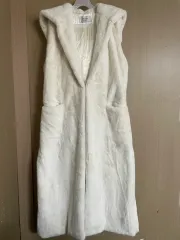 アイボリー ファー ベスト フード ロング ベスト アウター