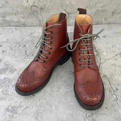 極美品　REGAL リーガル　カントリーブーツ　レースアップシューズ　レザー　メダリオン　ウィングチップ　赤茶　22cm