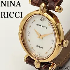 稼働品 Working item ニナリッチ NINA RICCI 腕時計 レディース Ladies クォーツ Quartz ゴールド 1Pダイヤ 2P20-0500 ラウンド ホワイト文字盤 ヴィンテージ アンティーク エレガント ドレスウォッチ0654のサムネイル