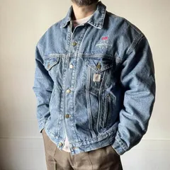 90s USA製 星タグ carhartt カーハート JB0998 デニム ジャケット L ブランケット ライニング付き アメリカ製 ビンテージ D153-18-0031ZV