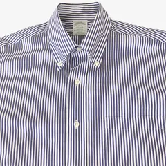 【15-31】Brooks Brothers(ブルックス・ブラザーズ) ボタンダウンシャツ ストライプ Milano Fit ノンアイロン スーピマコットン100％ マレーシア製 メンズS〜M相当
