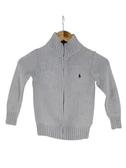 POLO RALPH LAUREN キッズ ニットカーディガン 120cm ライトグレー ジップアップ 綿100%