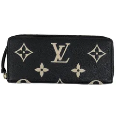 ルイ・ヴィトン Louis Vuitton ポルトフォイユ クレマンス ラウンドファスナー バイカラー 長財布 モノグラムアンプラント ブラック ベージュ M82338 レディース 【中古】