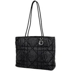 クリスチャンディオール Christian Dior カナージュ トートバッグ トロッター柄 トートバッグ ナイロン ブラック レディース 【中古】