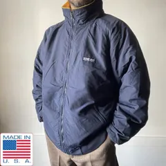 90s USA製 LANDS'END ナイロン×ポーラテック フリース スコール ジャケット 紺系 XL-TALL ランズエンド アメリカ製 D153-18-0038ZV