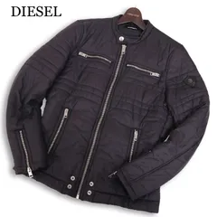 DIESEL ディーゼル 秋冬 中綿 キルティング★ シングル ライダース ジャケット ブルゾン Sz.M　メンズ 黒