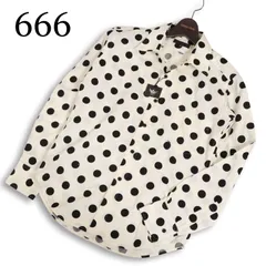 【新品 未使用】 666 トリプルシックス 通年★ ドット柄 長袖 シャツ Sz.S メンズ 日本製のサムネイル