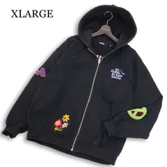 XLARGE エクストララージ 101231012034 【DAISY ZIP HOODED SWEAT】 グラフィック刺繍 スウェット パーカー Sz.L　メンズ 黒
