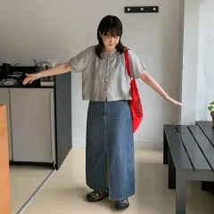 BAON デルグ サマー スリット デニム ロング丈スカート