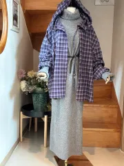 チェック フード シャツ