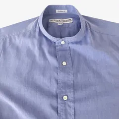 INDIVIDUALIZED SHIRTS （インディビジュアライズドシャツ）スタンドカラー/バンドカラーシャツ 15-32 USA製 ブルー 無地 CLASSIC FIT コットン100% 長袖 メンズL相当