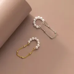 シルバー 925 チェーンパール イヤーカフ