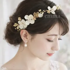 髪飾り　ヘッドドレス　ヘアアクセサリー　花冠　カチューシャ　結婚式　ウェディング　ブライダル　前撮り　成人式　卒業式　七五三　浴衣　花　ゴールド　ピンク