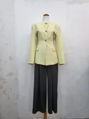 春新商品 イエロー ノーカラージャケット S