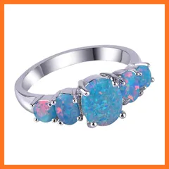 【新品】 KELITCH オ パル指輪 10月誕生石リング シルバ 天然石 オリジナル 専用BOX 収納ポ チ 青色 20号 0